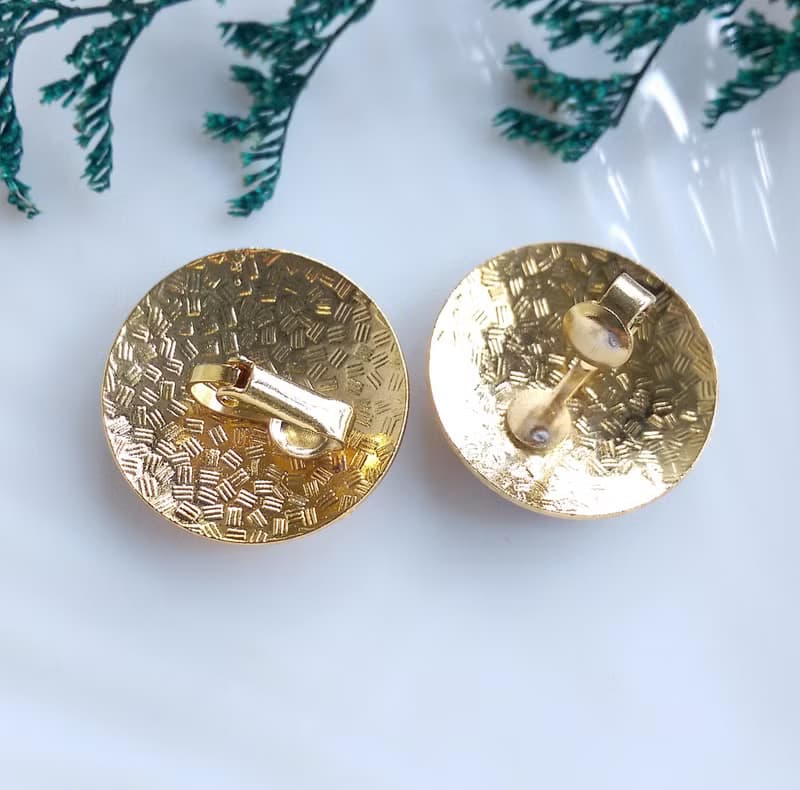 【西洋古董飾品 】景泰藍 紫色底 彩花卉 夾式耳環