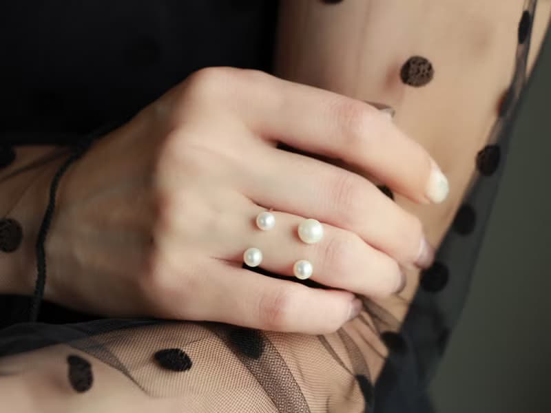 14kgf- W pearl ring set