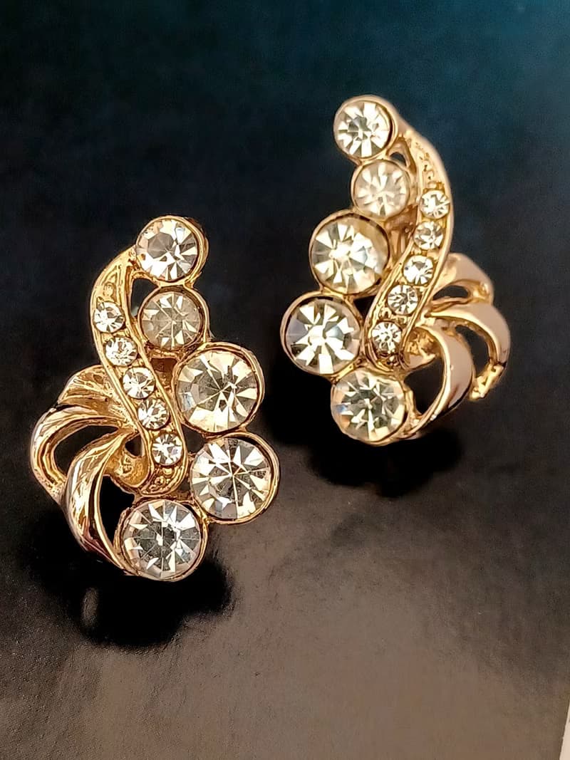 vintage jewelry  唯美炫光萊茵 夾式耳環