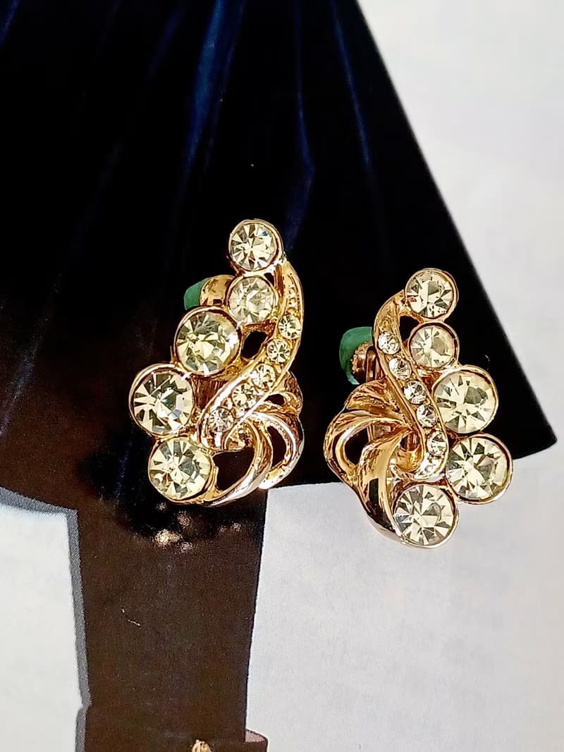 vintage jewelry  唯美炫光萊茵 夾式耳環