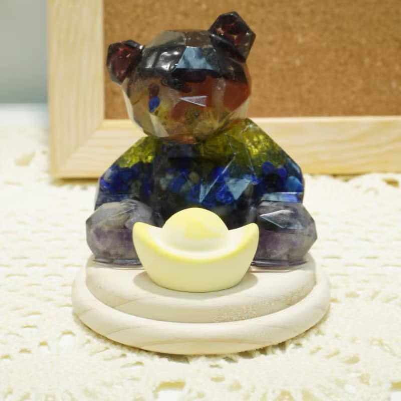【 DIY 手作】七色水晶擴香石元寶熊仔攞設