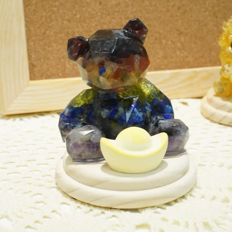 【 DIY 手作】七色水晶擴香石元寶熊仔攞設
