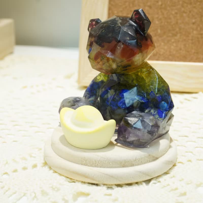 【 DIY 手作】七色水晶擴香石元寶熊仔攞設