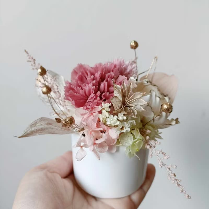 【DIY材料包】畢業謝師禮物永生盆花桌花|線上教學影片線上課程七