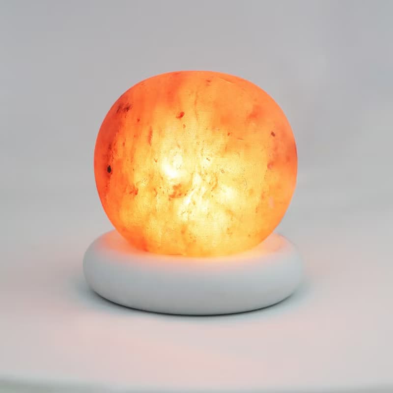 小玫瑰圓球 I 清水模 I 原色甜甜圈底座 l 能量療癒 I 鹽燈