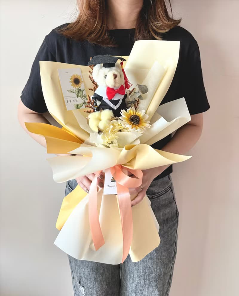 sueing_blossom  乾燥太陽花畢業熊花束