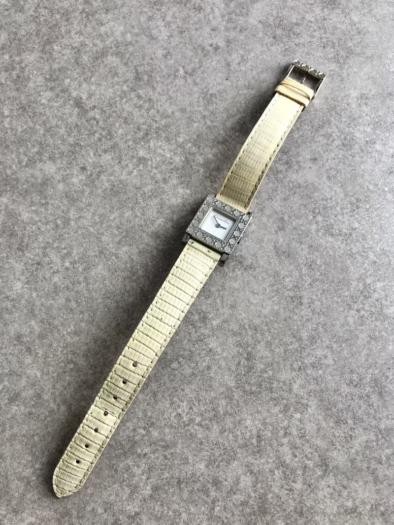 【 日本直送　名牌中古包 】Christian Dior ラ・パリジェンヌ 腕時計 ブラック ホワイト 千鳥柄 クォーツ カナージュ jw4b2h