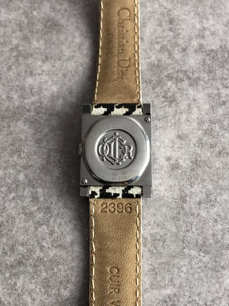 【 日本直送　名牌中古包 】Christian Dior ラ・パリジェンヌ 腕時計 ブラック ホワイト 千鳥柄 クォーツ カナージュ jw4b2h