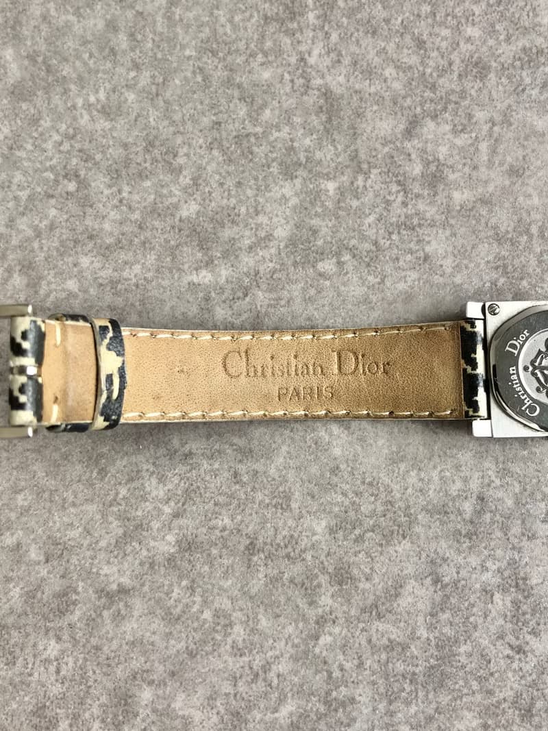 【 日本直送　名牌中古包 】Christian Dior ラ・パリジェンヌ 腕時計 ブラック ホワイト 千鳥柄 クォーツ カナージュ jw4b2h