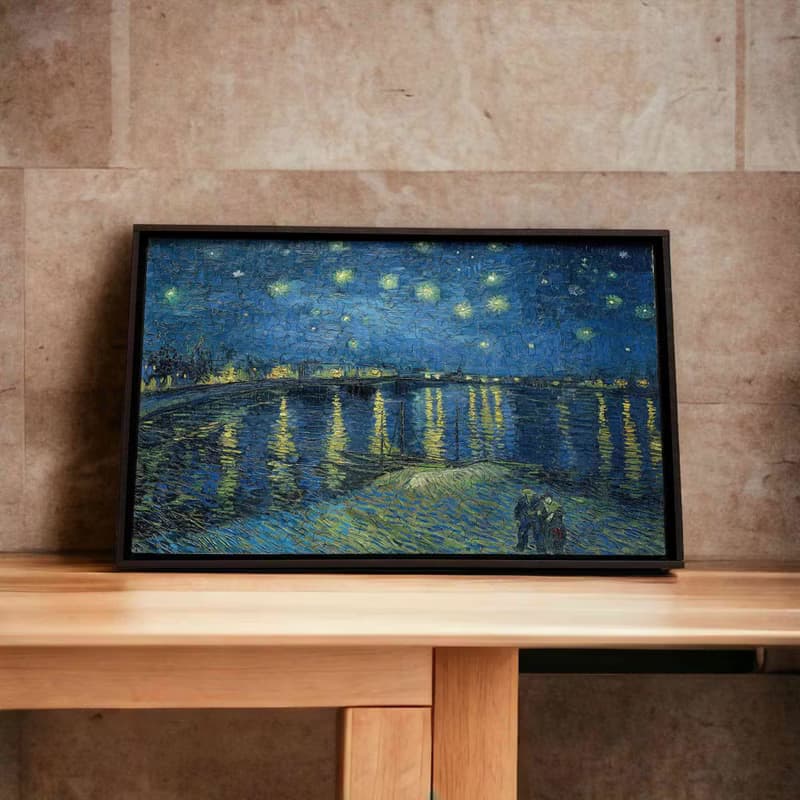 梵谷名畫-羅納河上的星夜【壁虎拼圖】
