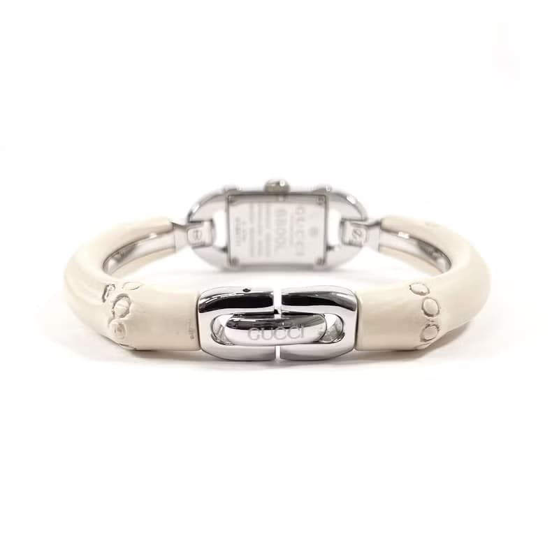 【日本直送 中古美品】グッチ GUCCI 腕時計 6800L バンブーバングルウォッチ ステンレススチール シルバー/ホワイト クオーツ
