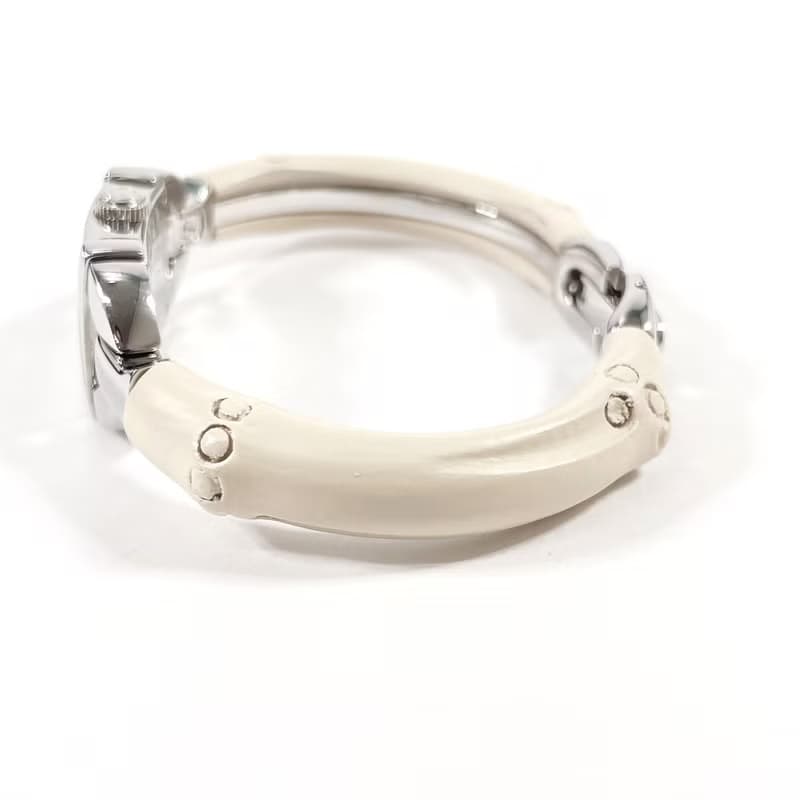 【日本直送 中古美品】グッチ GUCCI 腕時計 6800L バンブーバングルウォッチ ステンレススチール シルバー/ホワイト クオーツ