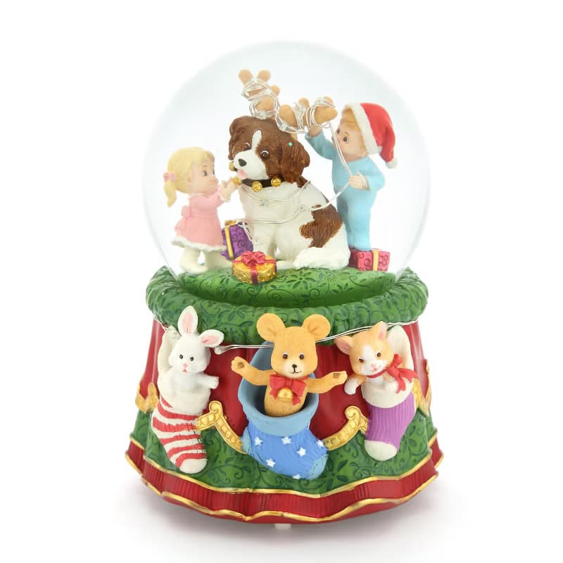 小動物的聖誕派對 水晶球音樂盒 生日情人節聖誕交換禮物燈光療癒