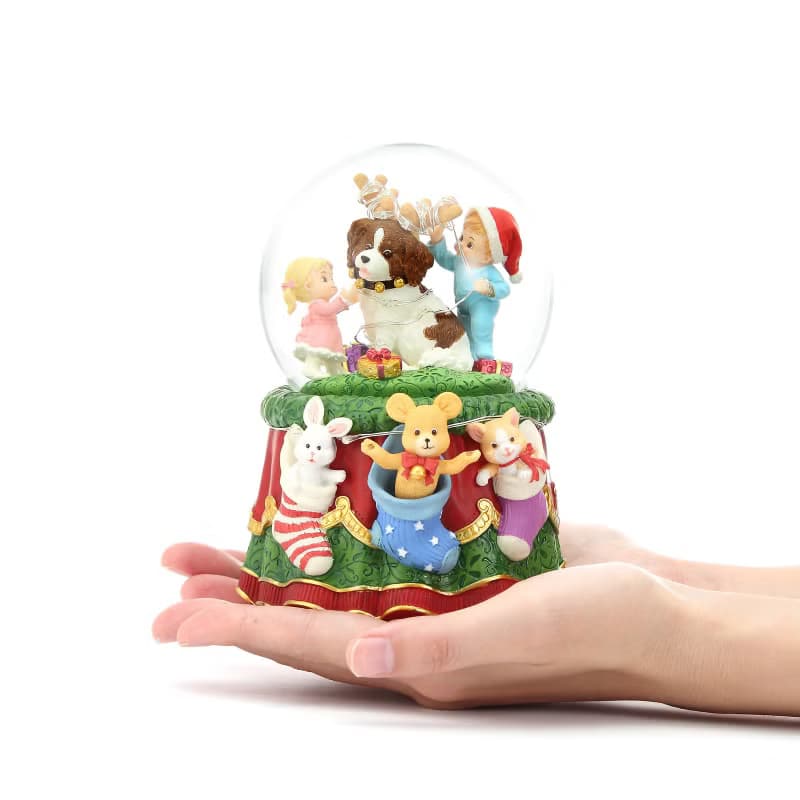 小動物的聖誕派對 水晶球音樂盒 生日情人節聖誕交換禮物燈光療癒