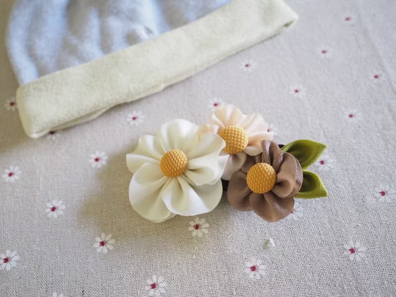 手作嬰兒女童白色拼花髮夾/髮圈/頭箍