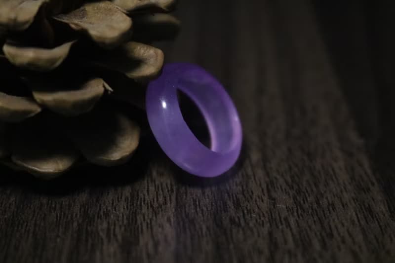 高冰種紫色玉髓戒指素圈簡約玉戒禮盒