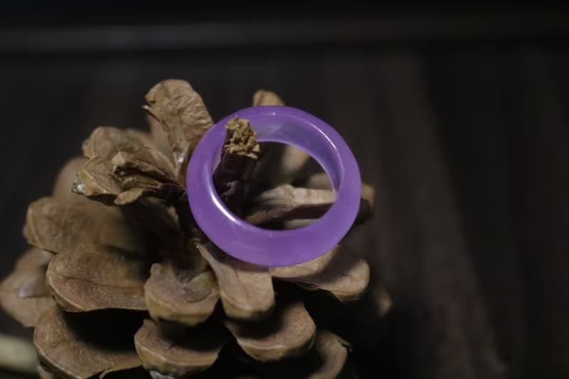 高冰種紫色玉髓戒指素圈簡約玉戒禮盒