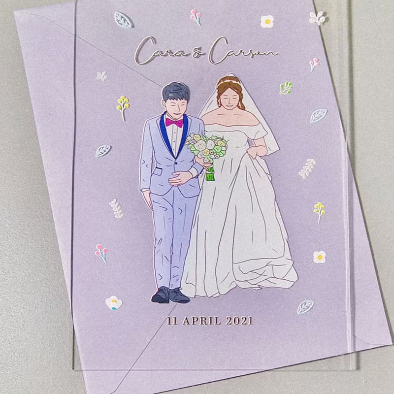 【結婚送禮】人像畫-似顏繪-7吋透明手繪咭座(雙人畫)