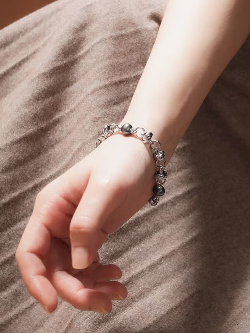 Unisex | 極晝系列 - 夜 * 不鏽鋼珍珠手鍊