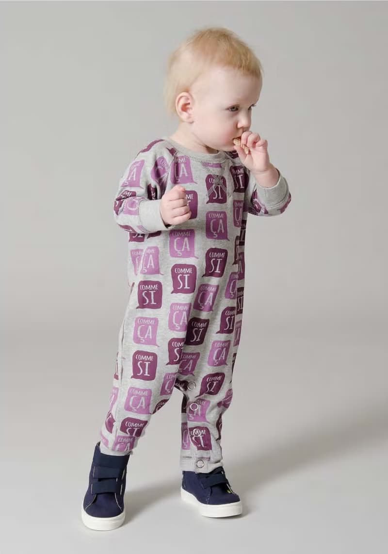 【瑞典童裝】有機棉嬰幼兒包屁衣6M至18M 灰色/紫色