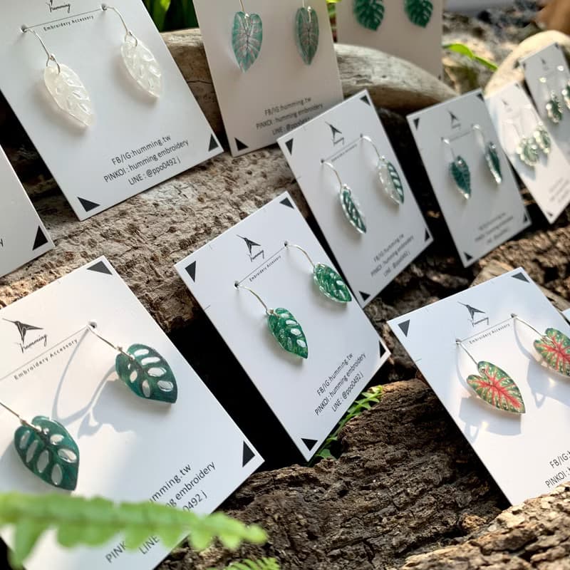 耳環 觀葉植物 迷你 樹脂 銀飾 耳勾 禮物 禮盒 情人節