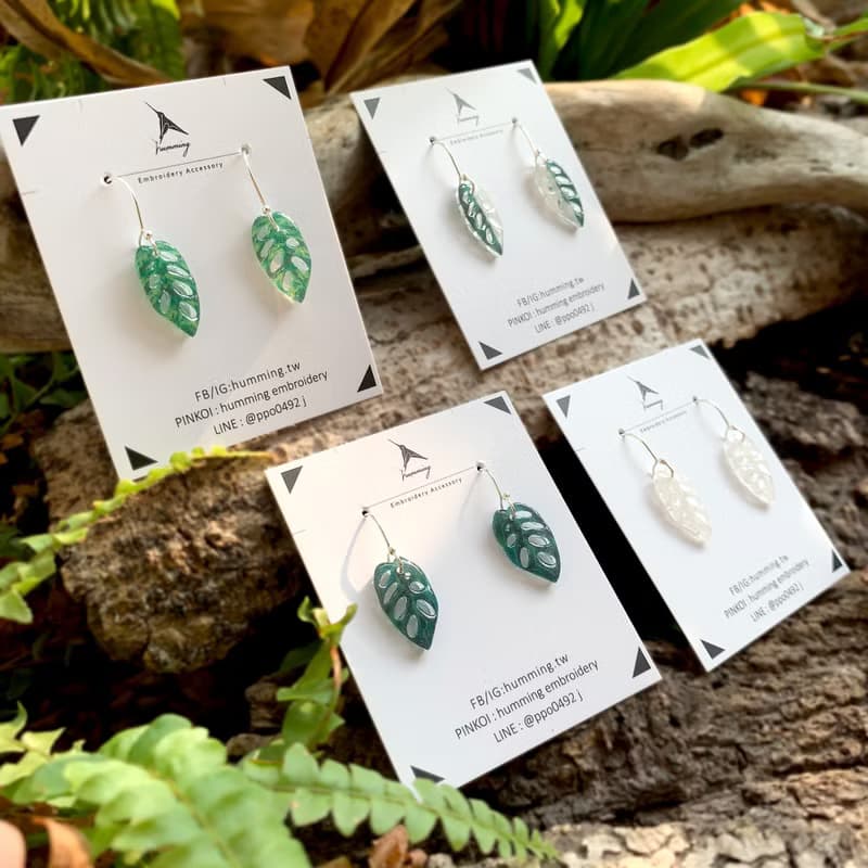 耳環 觀葉植物 迷你 樹脂 銀飾 耳勾 禮物 禮盒 情人節