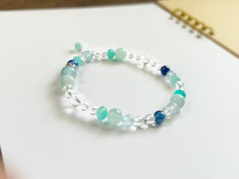 天河石 藍晶石 海水藍寶 白水晶 925銀 消除恐懼幻覺怒氣挫折