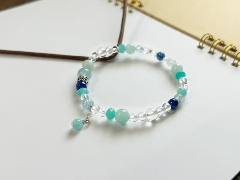 天河石 藍晶石 海水藍寶 白水晶 925銀 消除恐懼幻覺怒氣挫折