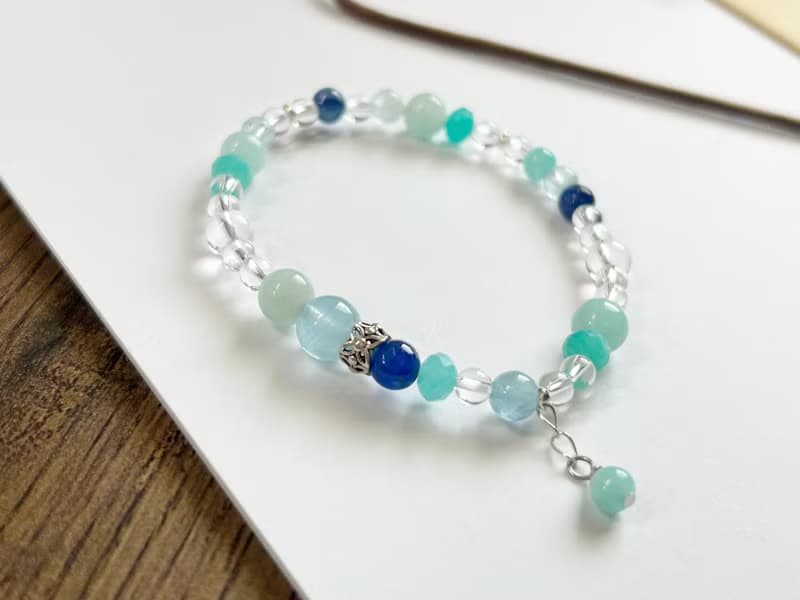 天河石 藍晶石 海水藍寶 白水晶 925銀 消除恐懼幻覺怒氣挫折