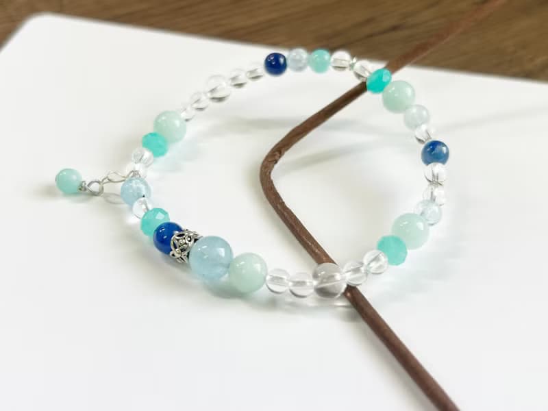 天河石 藍晶石 海水藍寶 白水晶 925銀 消除恐懼幻覺怒氣挫折