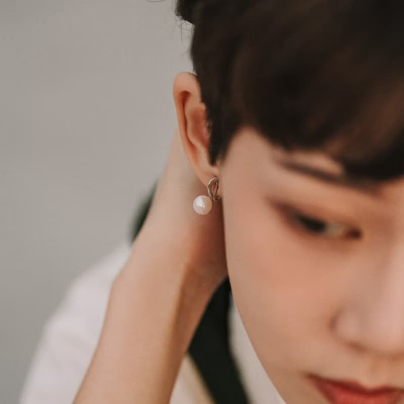 Melody_夾式珍珠耳環