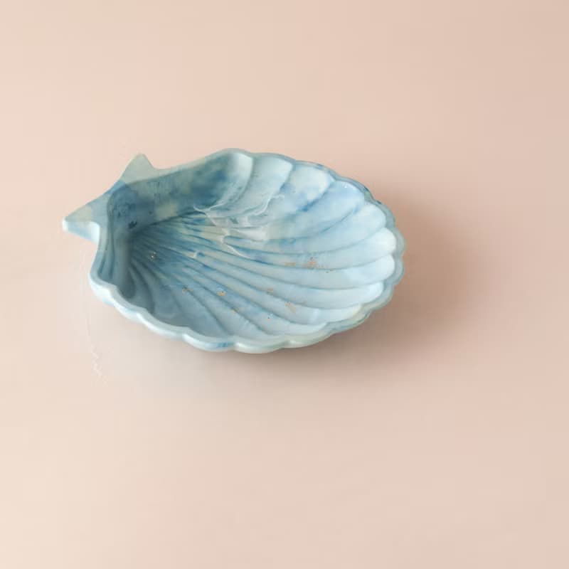 環保永續材/金箔大理石貝殼盤-浪花