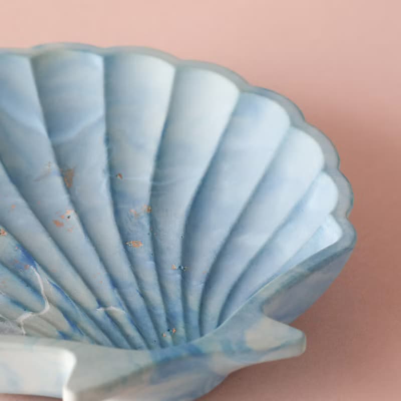 環保永續材/金箔大理石貝殼盤-浪花