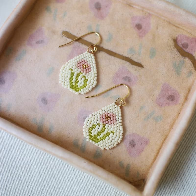 串珠耳飾_水滴/舞動的花/beading earing