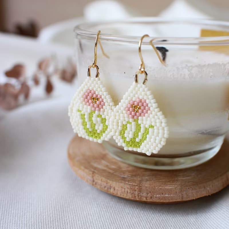 串珠耳飾_水滴/舞動的花/beading earing