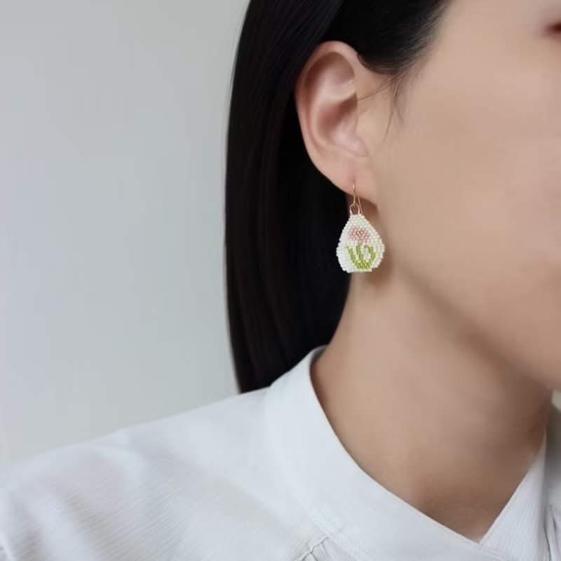 串珠耳飾_水滴/舞動的花/beading earing