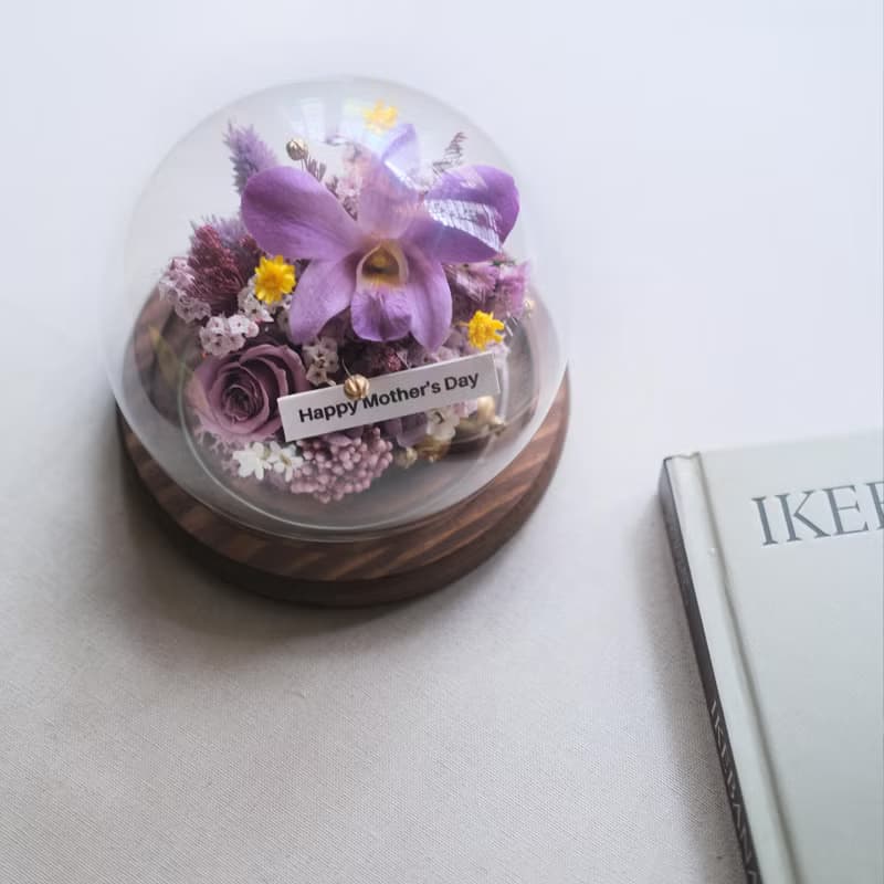 畢業禮物/謝師禮物/永生花玻璃盅復古木座/多款/附卡片提袋/禮物