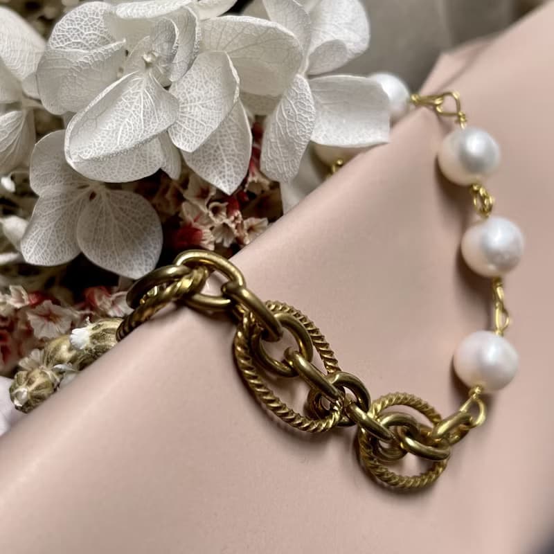 老林雜貨 | 霸氣珍珠鎖鍊手鍊