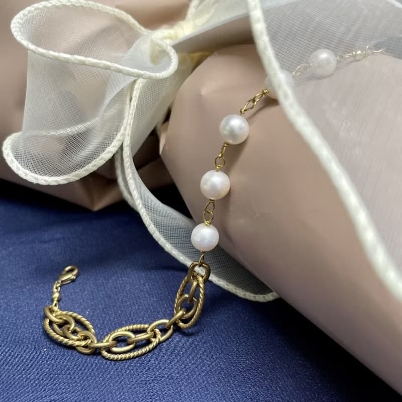 老林雜貨 | 霸氣珍珠鎖鍊手鍊