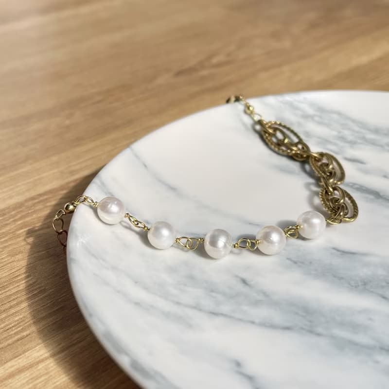 老林雜貨 | 霸氣珍珠鎖鍊手鍊