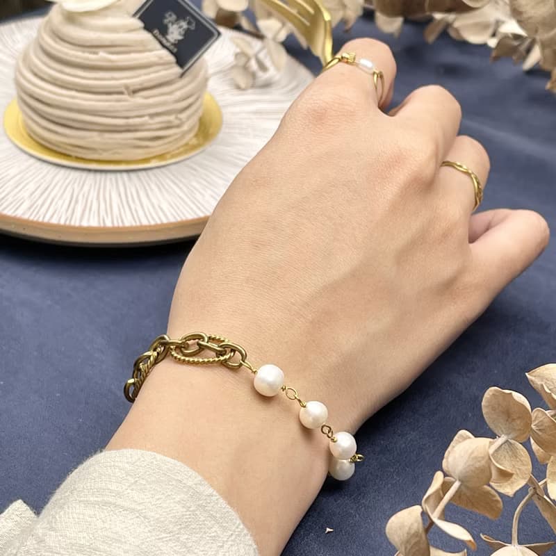 老林雜貨 | 霸氣珍珠鎖鍊手鍊