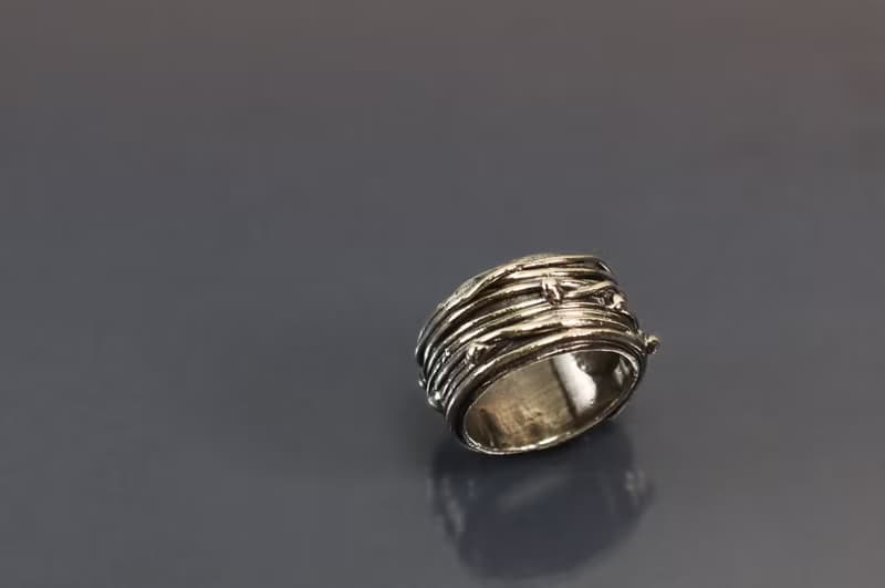 線條系列-熱賣寬版925銀男戒