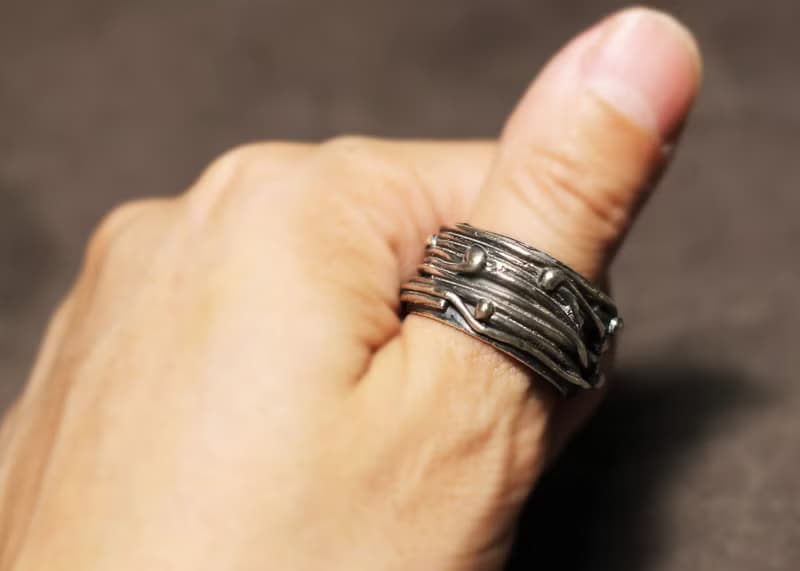 線條系列-熱賣寬版925銀男戒