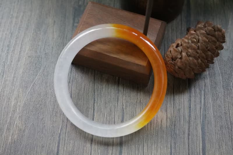 天然瑪瑙冰種玉髓手鐲落日餘暉手環