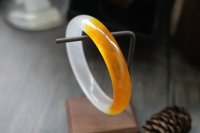天然瑪瑙冰種玉髓手鐲落日餘暉手環