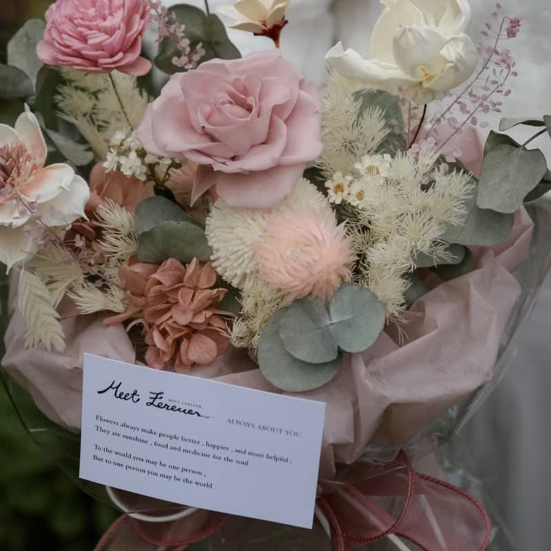 【遇見恆久】花裡有你永生玫瑰花束 雲朵花束