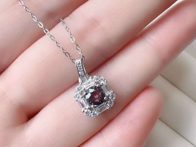 天然尖晶石 純銀項鍊 優雅細緻 色澤迷人 8月生日石