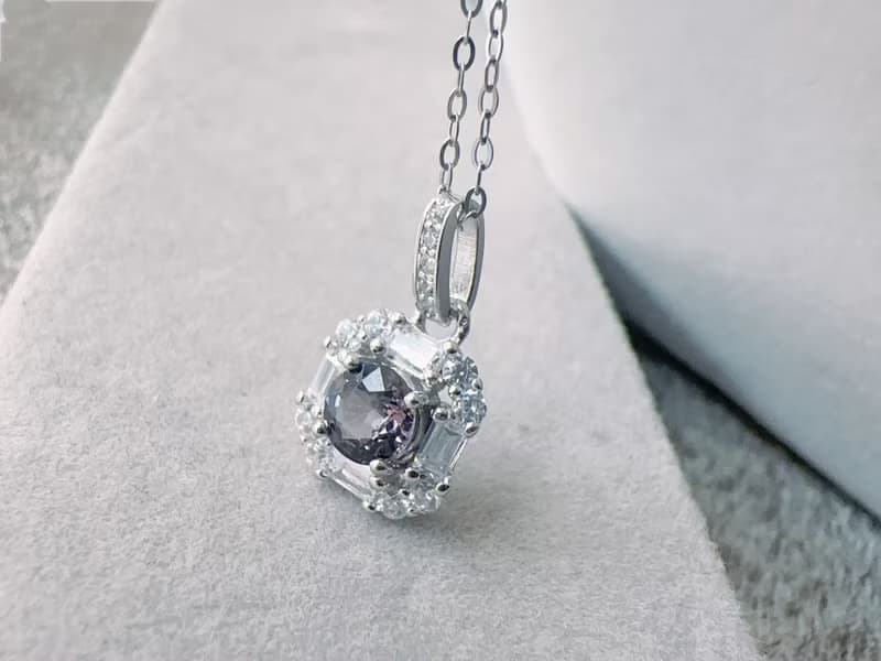 天然尖晶石 純銀項鍊 優雅細緻 色澤迷人 8月生日石