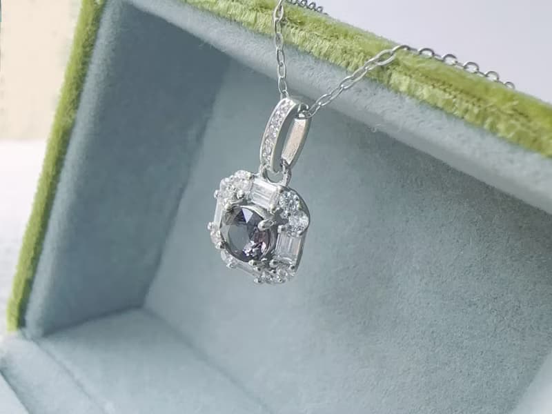 天然尖晶石 純銀項鍊 優雅細緻 色澤迷人 8月生日石