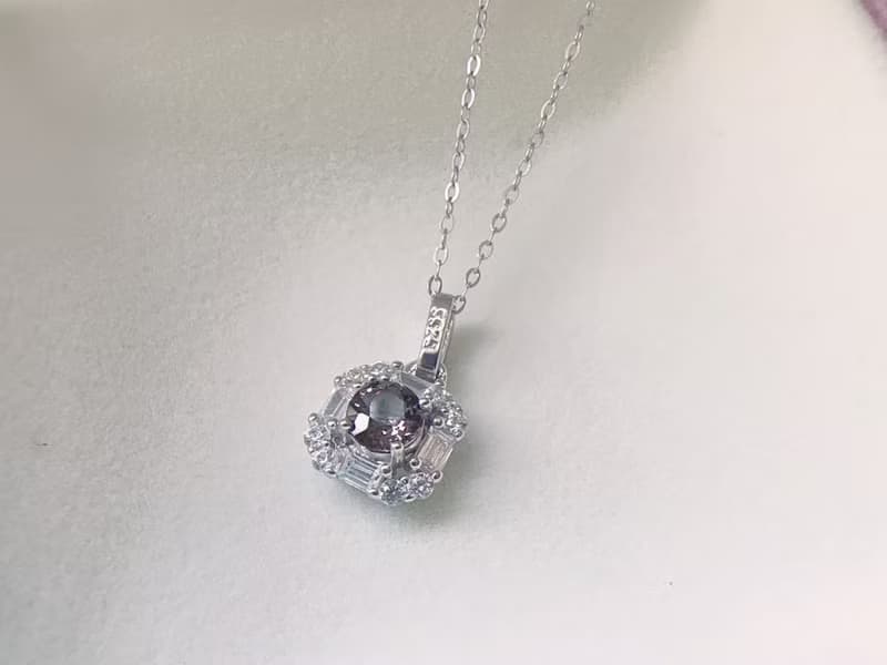 天然尖晶石 純銀項鍊 優雅細緻 色澤迷人 8月生日石